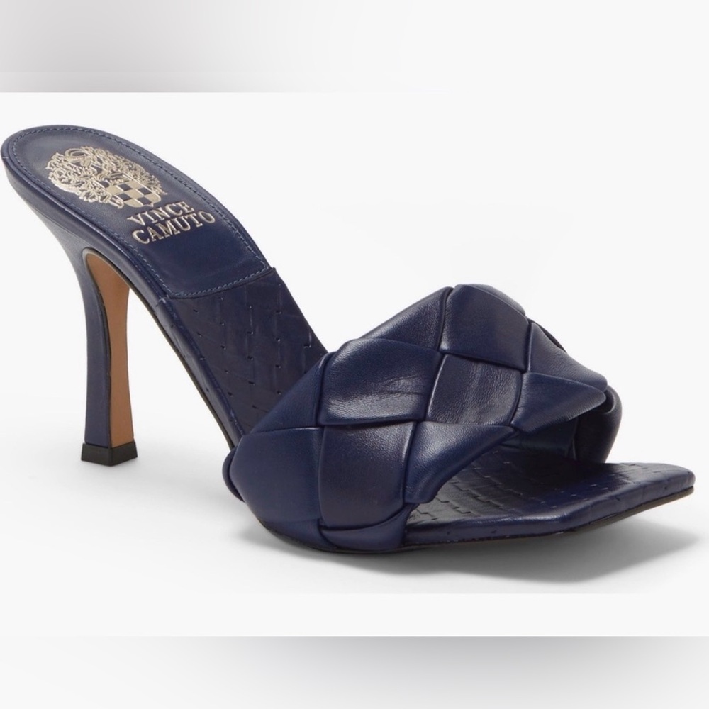 Vince Camuto Navy Heeled Mules